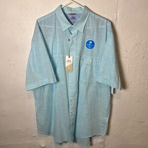 Men’s Izod slim fit short sleeve button down shirt- Teal size XL